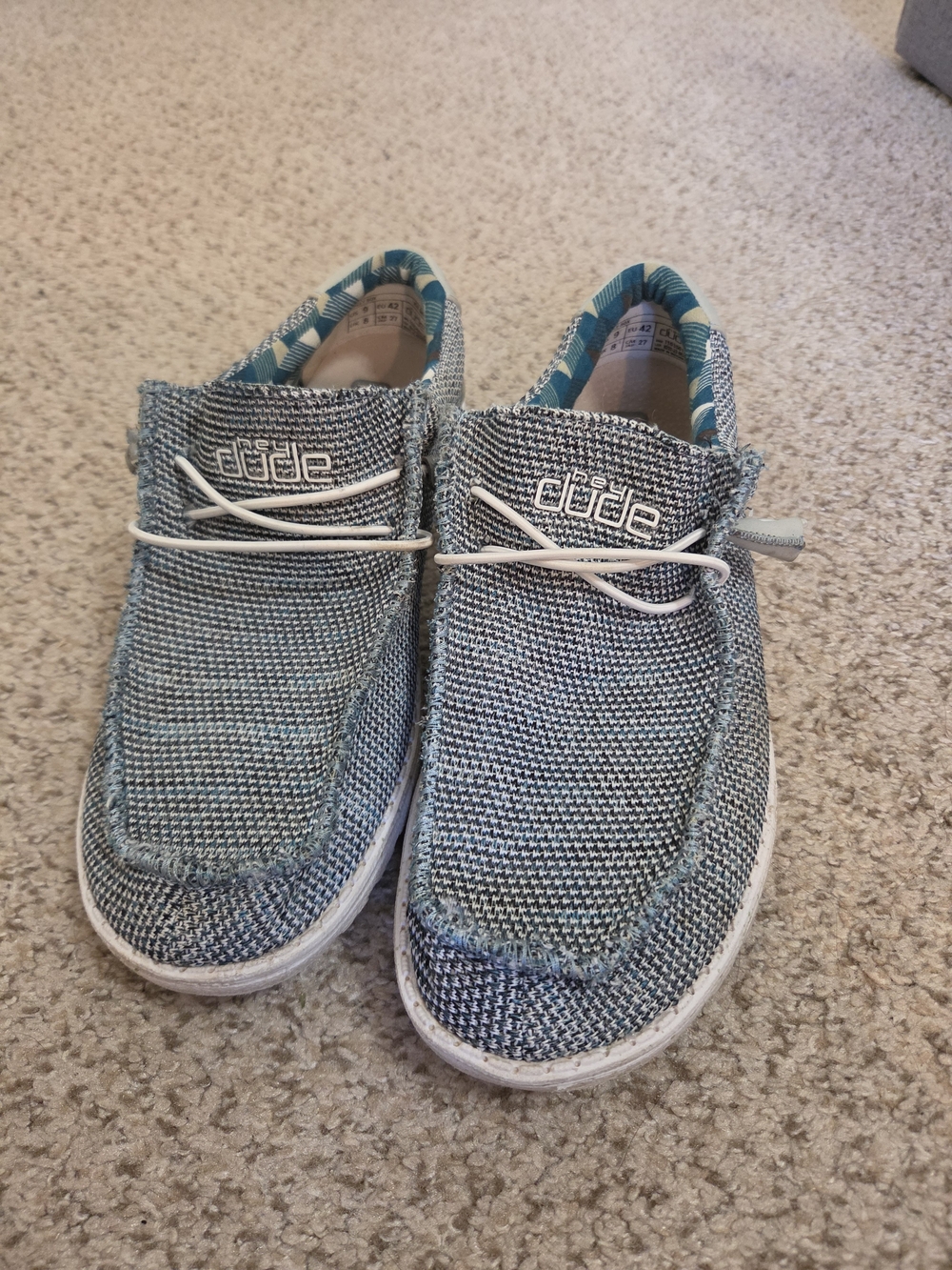 Hey Dude Slip-On Sneakers in Teal and White